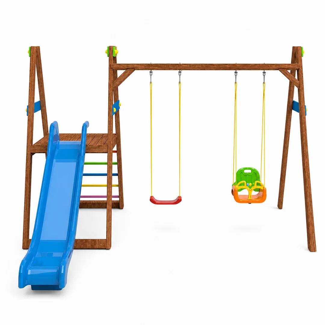 oyun-parki-ahsap-2-salincak-kaydirak-tirmanma-s0074 Ahşap Çocuk Oyun Parkı - Görsel 1
